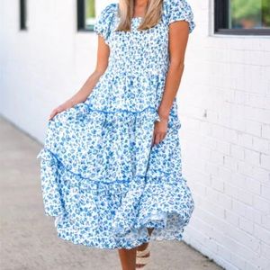 Perfectly Petaled Floral Midi Dress with Ruffles